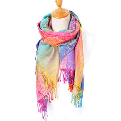 Paisley Jacquard Tassel Scarf Large Gradient Shawl