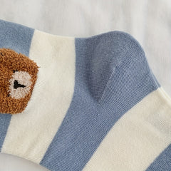 5 Pairs Cartoon Bear Print Socks Comfy & Mid Tube Socks Women's Stockings