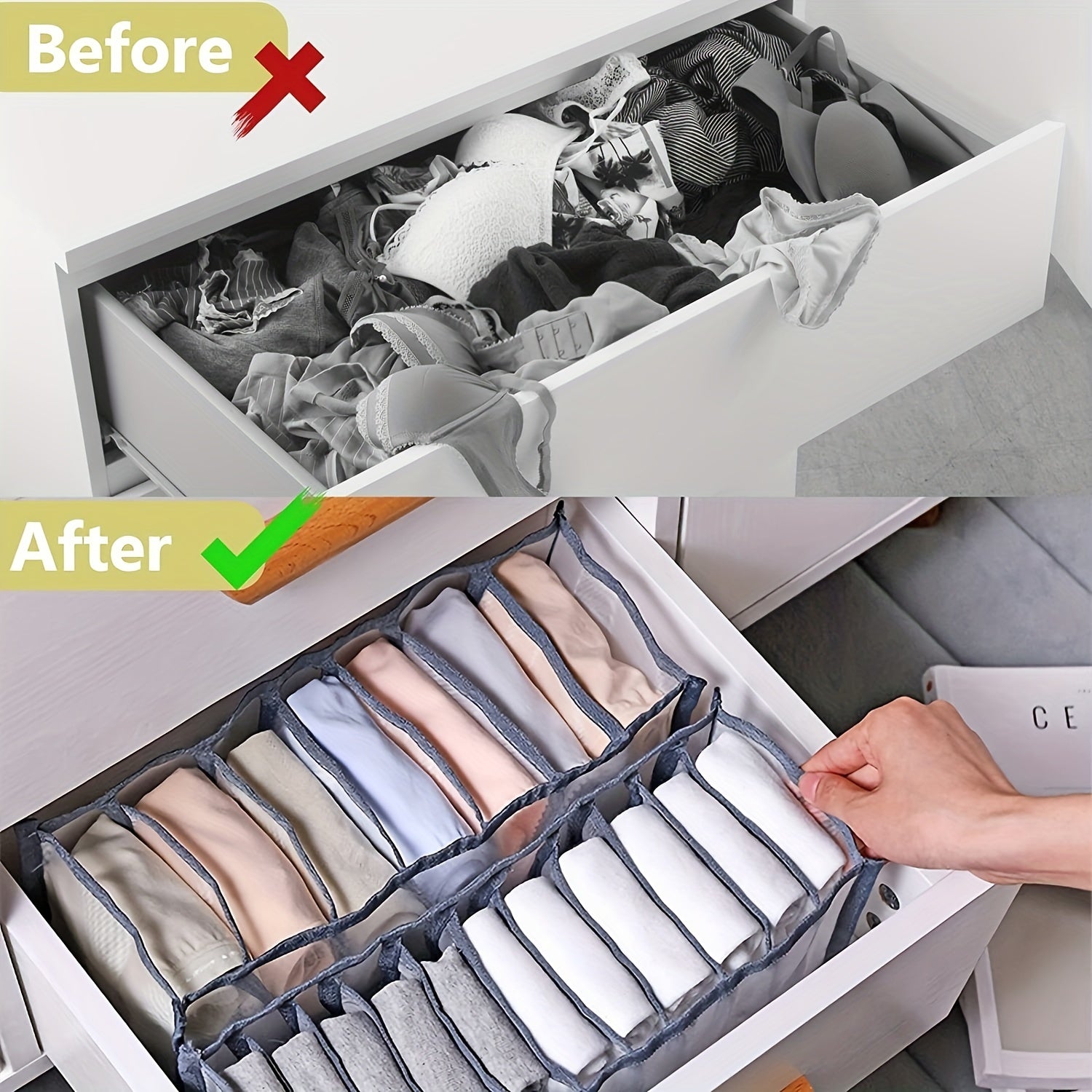 Drawer Divider Socks Organizer Storage Box Compartments