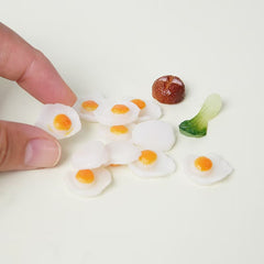 Miniature Food Set with Eggs - Poached and Fried - Dollhouse Play Props