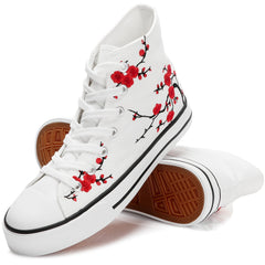 Floral Print High Top Canvas Shoes - Non Slip Casual Sneakers