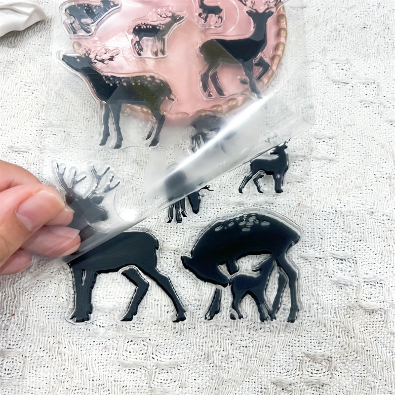 1pc Elk Transparent Stamp for DIY Card Decoration