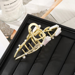 Flower Metal Golden Hair Claw Clip Non Slip Strong Hold Grip Hair Jaw Clip