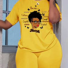 Women's Successful Two Piece Set Casual Short Sleeve T shirt & Biker Shorts