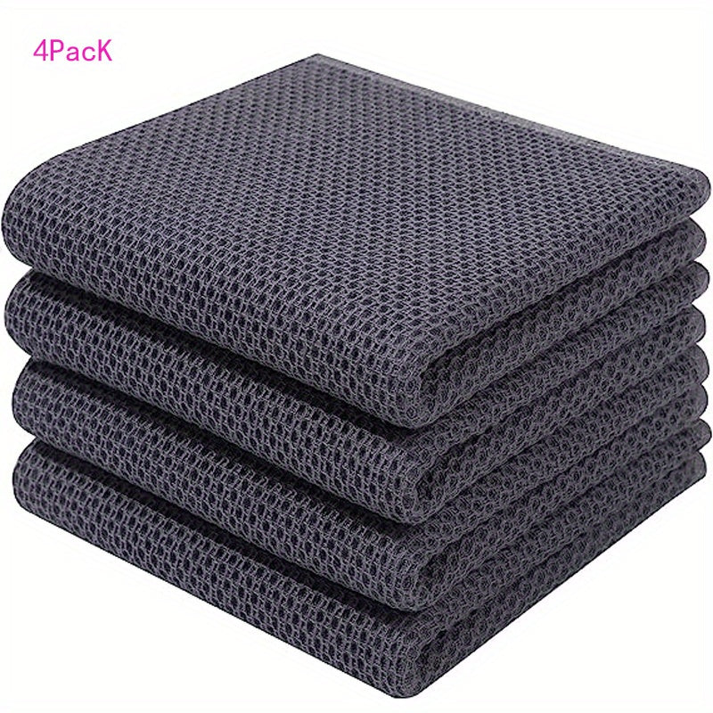 4pcs Cotton Waffle Dish Cloths Absorbent Quick Drying Dish Towels