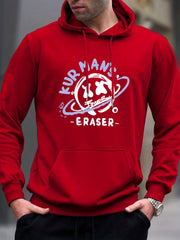 Cartoon Planet Print Hoodie Men's Pullover Hooded Sweatshirt