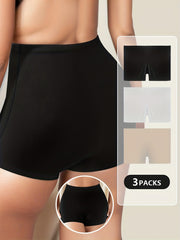 3 Pack Plus Size Seamless Tummy Control Boy Shorts Set