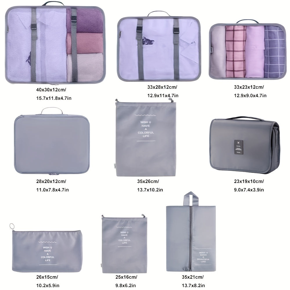 9 Pcs Travel Packing Cubes Lightweight Luggage Organizers
