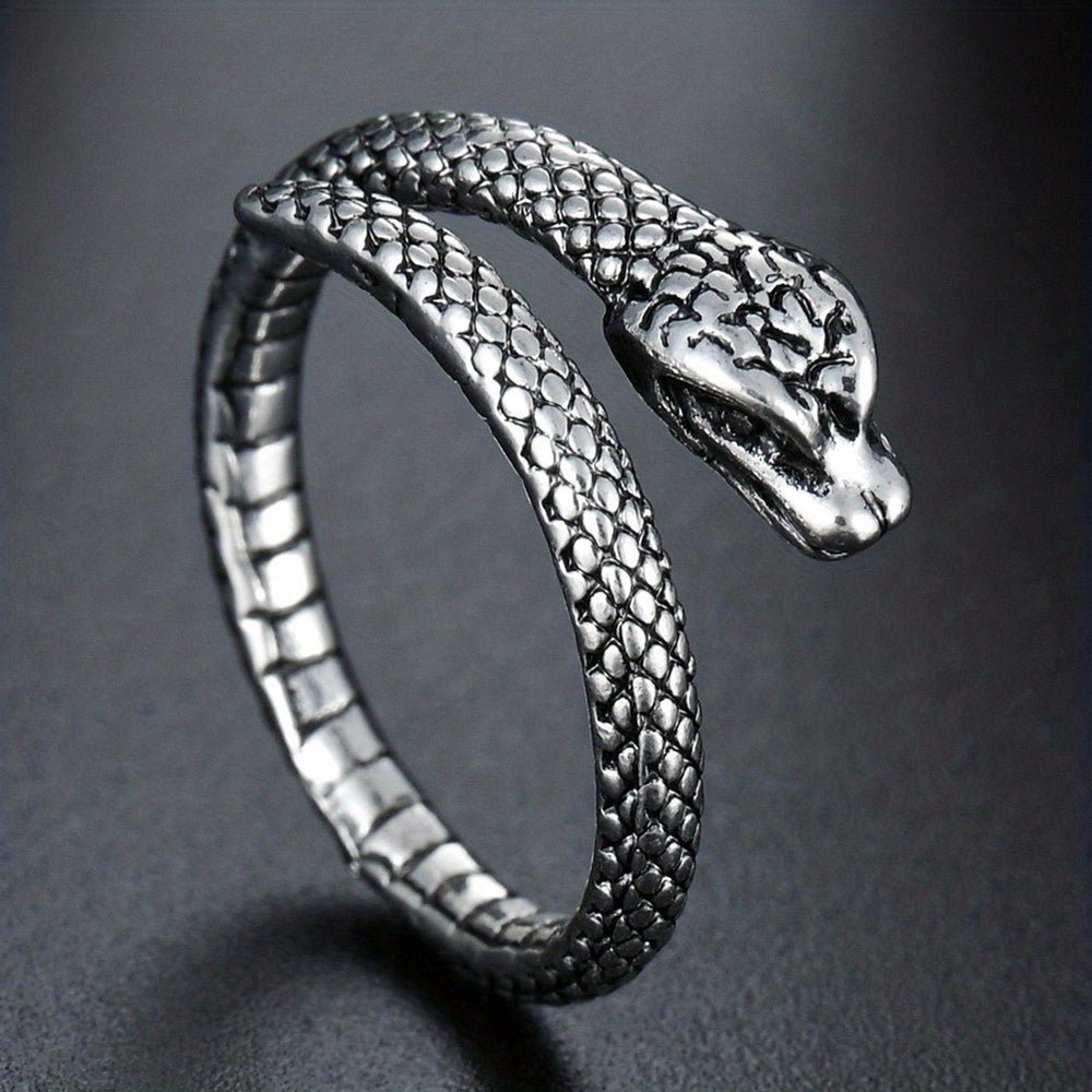 Men's Vintage Flower Snake Hug Ring Punk Metal Boho Party Jewelry