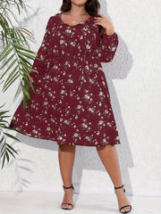  Boho Ditsy Floral Tie Front Lantern Sleeve Dress
