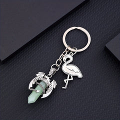 Crystal Bullet Shape Healing Glass Chakra Beads Pendant Keychain