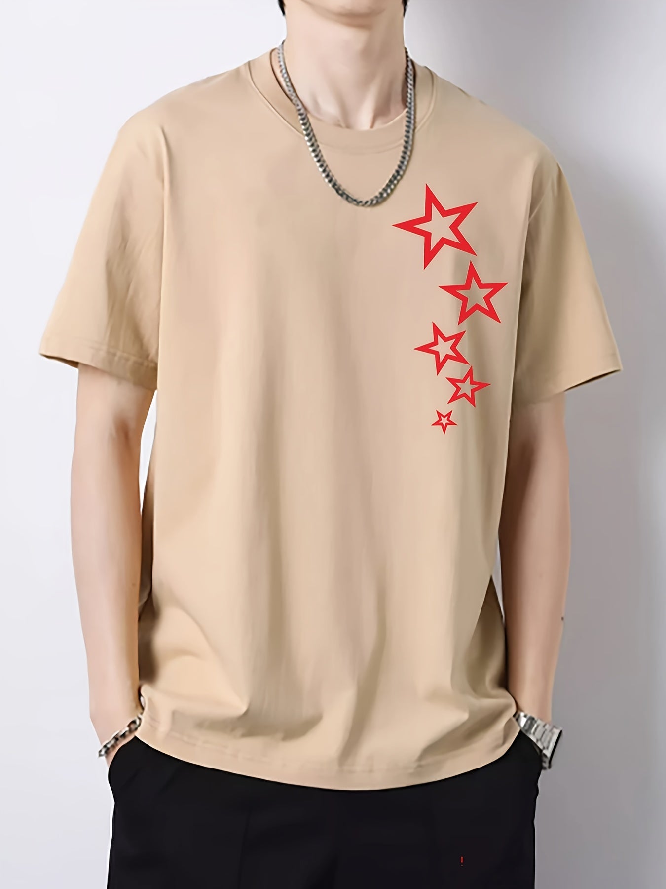 Men's Star Pattern Short Sleeve T-shirt