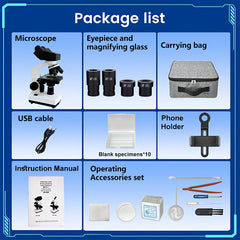 Pro Compound Microscope 2500X NA 1.25 Reticle Dual Stages 360 Rotating Nose