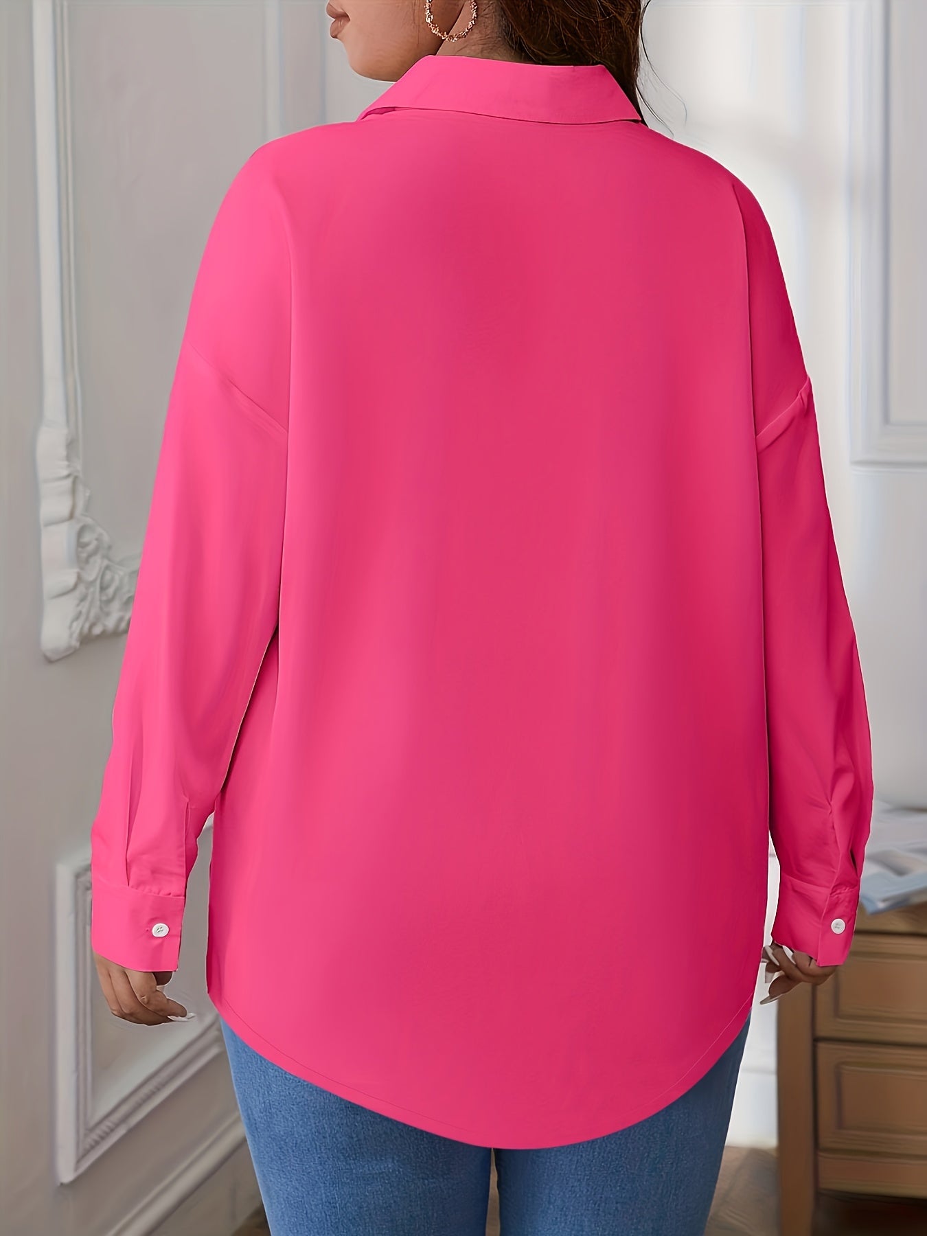  Solid Long Sleeve Button Up Workwear Shirt