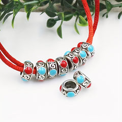 5pcs Metal Alloy Drip Oil Flat Beads Transfer Beads Large Hole Partition Beads