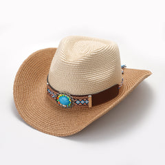 Boho Cowboy Hat Vintage Western Straw Hat