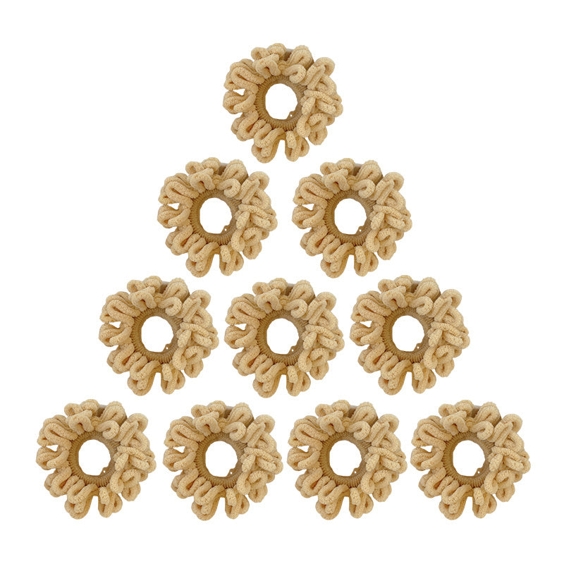 10 Pcs Seamless Thick Ponytail Plush Hair Tie for Women Vintage Hair Accessories