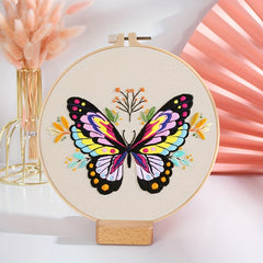 DIY Embroidery Kit Flower Butterfly Pattern Decoration Printed Fabrics Threads