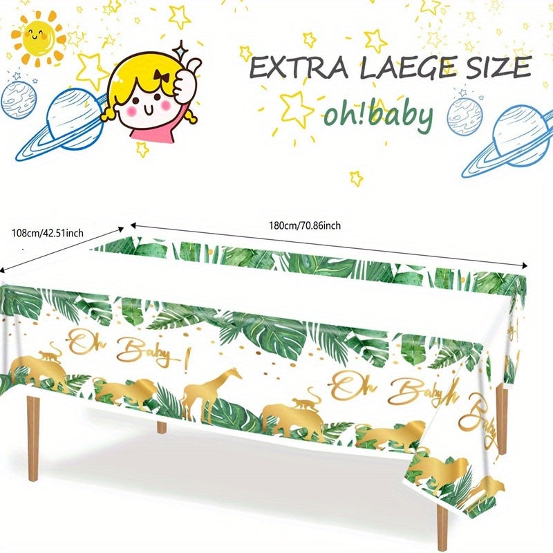 Plastic Jungle Animal Tablecloth - Waterproof Table Covers