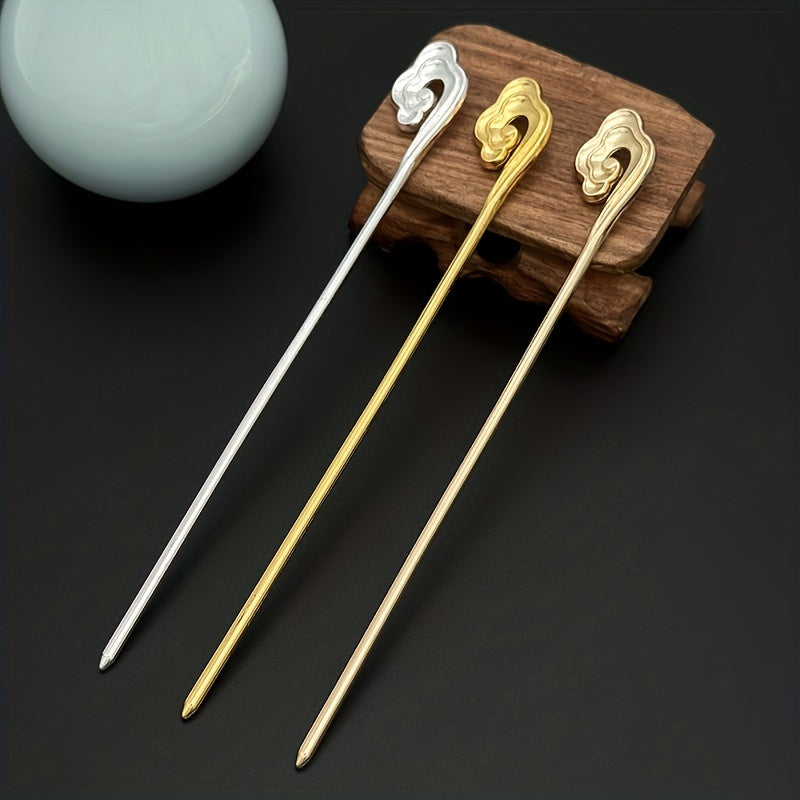Auspicious Cloud Hairpin Retro Metal Hair Clips Bun Maker Non Slip Decoration