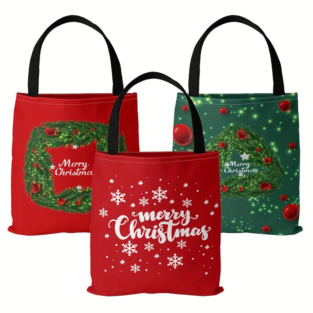Christmas Canvas Bag Lightweight Shoulder Bag Tote Bag Handbag Shopping Bag