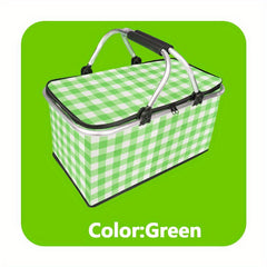 30L Plaid Pattern Picnic Storage Basket Lightweight Handbag