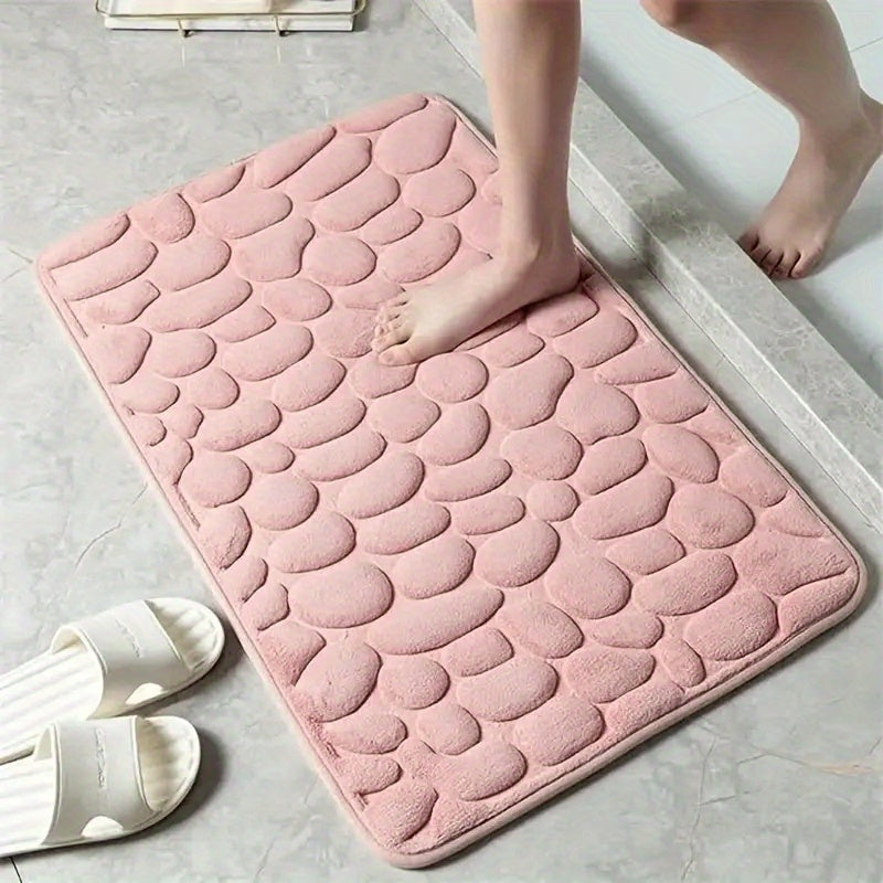 Memory Foam Bath Mat Cobblestone Water Absorbent Non Slip