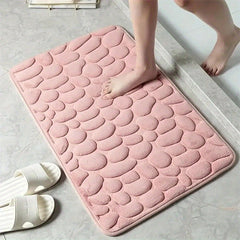 Memory Foam Bath Mat Cobblestone Water Absorbent Non Slip