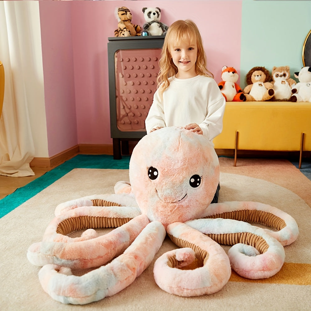 IKASA Giant Octopus Plush Toy 30in Soft Stuffed Animal - Pink & Beige Tentacles