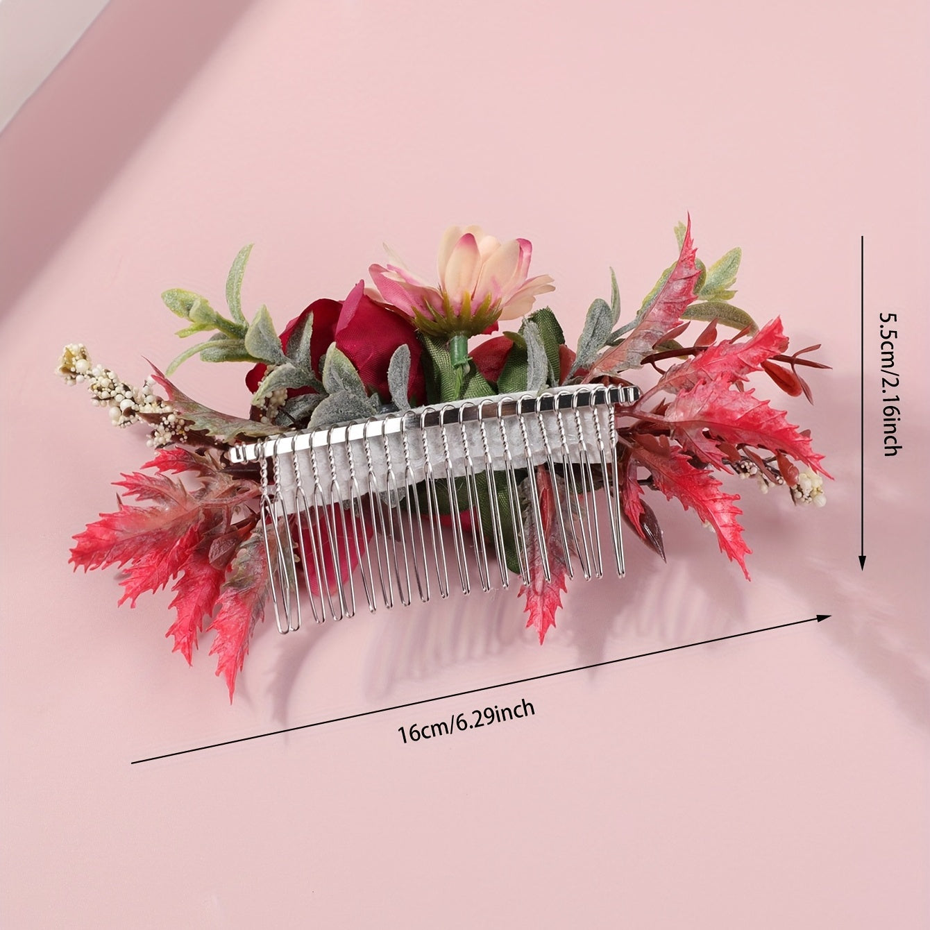 Rose Flower Metal Hair Comb for Summer Beach Vacation