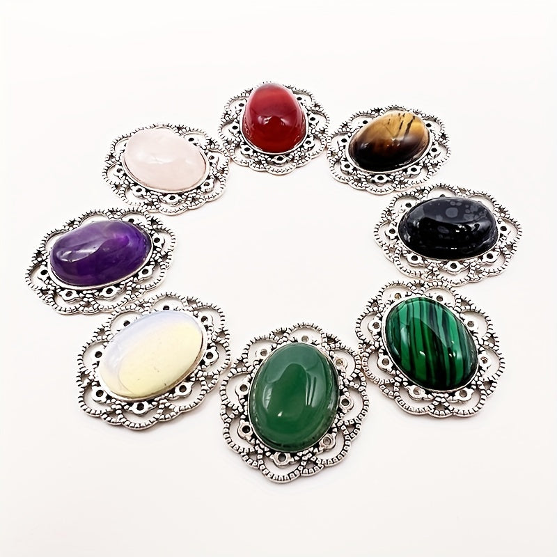 Vintage Boho Style Natural Crystal Stone Alloy Pendants