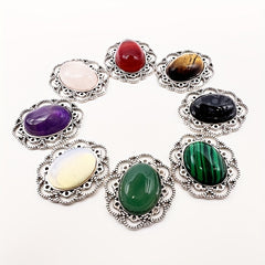 Vintage Boho Style Natural Crystal Stone Alloy Pendants