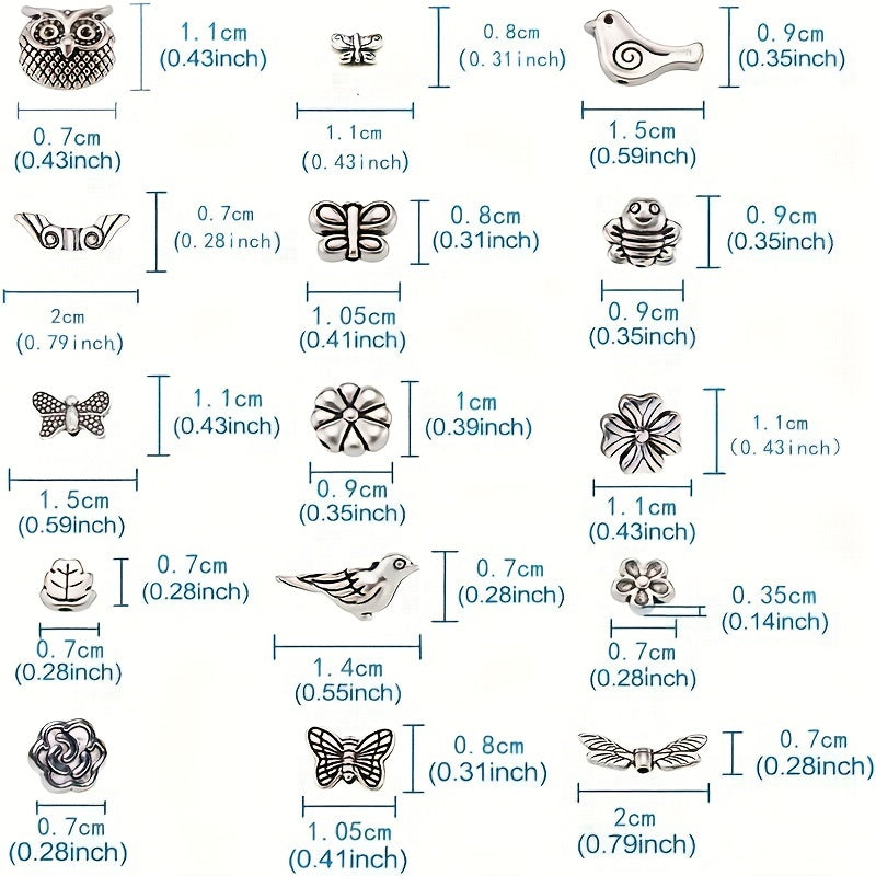 10pcs Butterfly Flower Owl Alloy Spacer Beads For DIY Jewelry Making