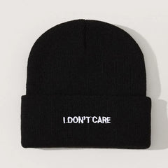 Embroidery I DON'T CARE Knit Hat Beanie Hat Cap