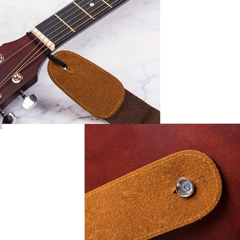 Leather Woven Wooden Guitar Strap Folk Electric Classical Guitars