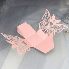 5pcs Wedding Laser Hollow Candy Box Pink Chocolate Packaging Box