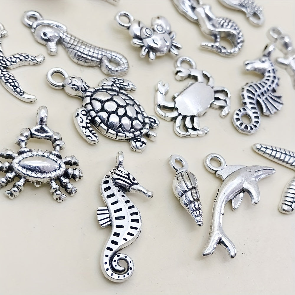15pcs Marine Life Charms Pendants for Jewelry Turtle Octopus Star