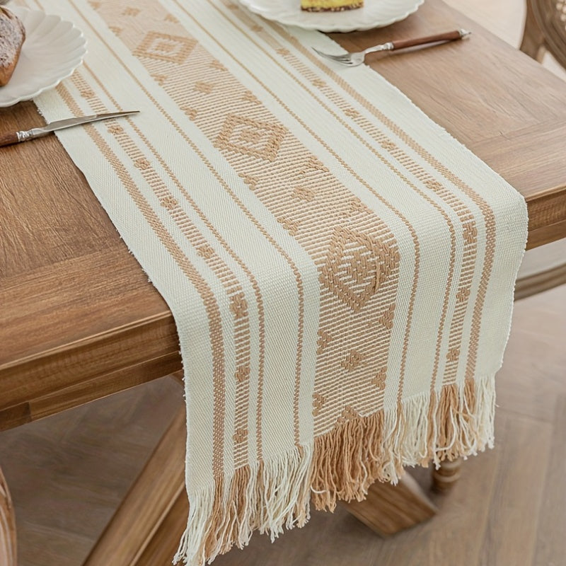 Polyester Table Runner Boho Thick Farmhouse Style Washable Table Runner