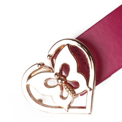 Y2K Rose Red PU Leather Belt Stylish Decorative Jeans Skirt Belt For Women