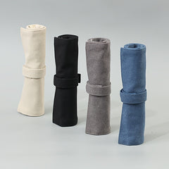 Snap Button Pen Curtain Roll Pen Bag Canvas Folding Stationery Bag