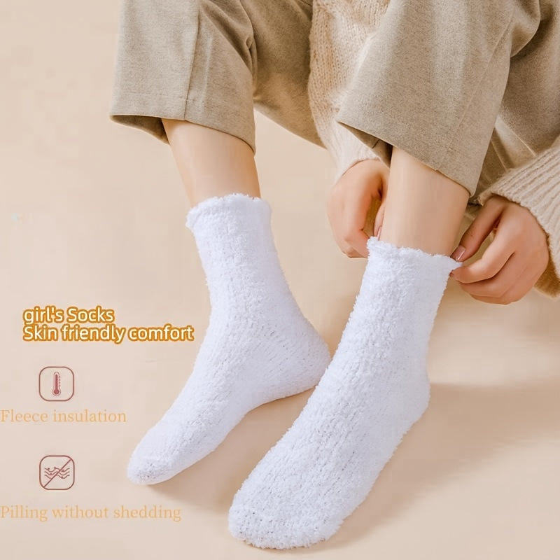 5 Pairs Fuzzy Mid Tube Socks Women's Stockings