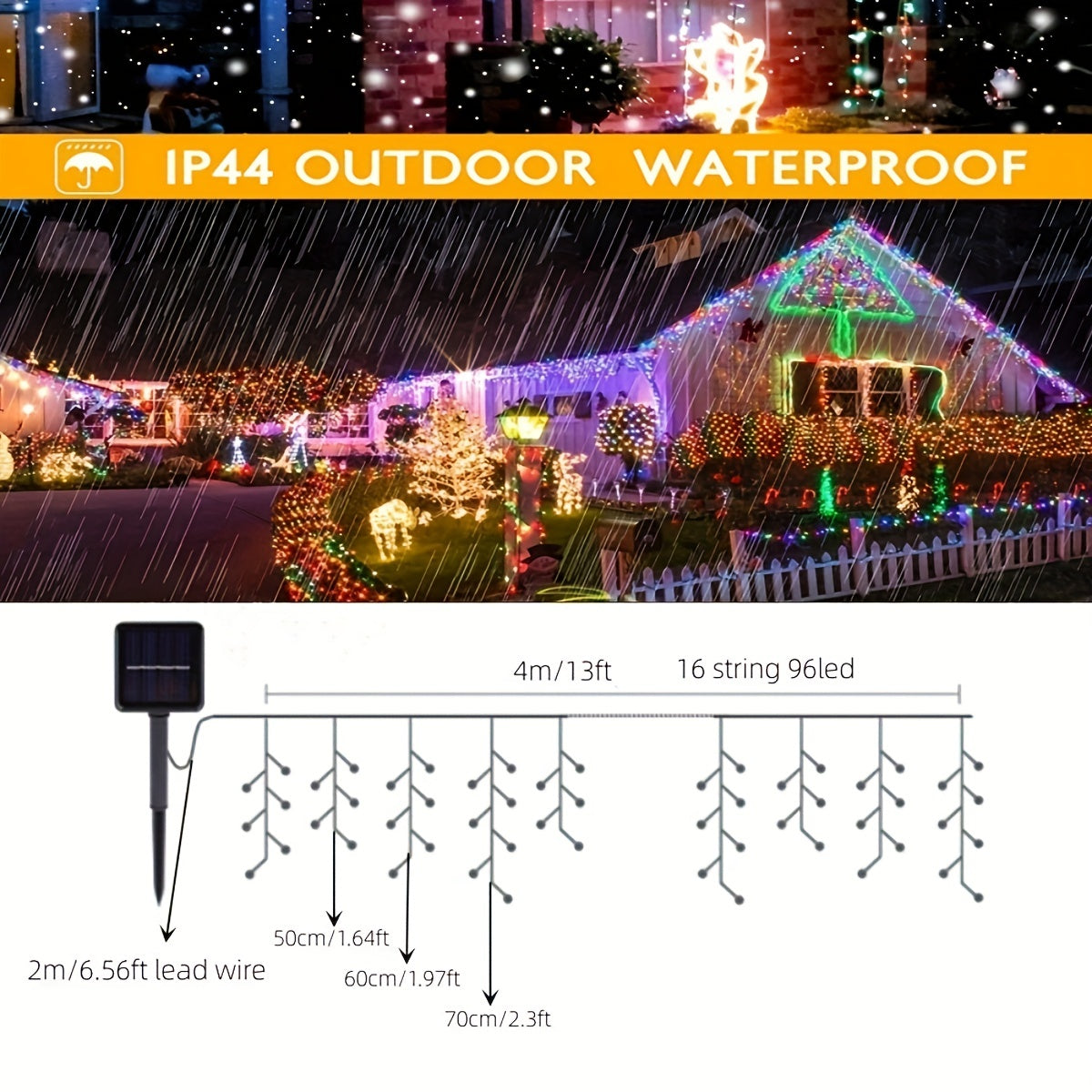 Solar Ice Pillar String Light 4M 96LED