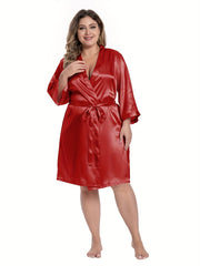  Butterfly & Letter Pattern Satin Belted Bridesmaid Robe