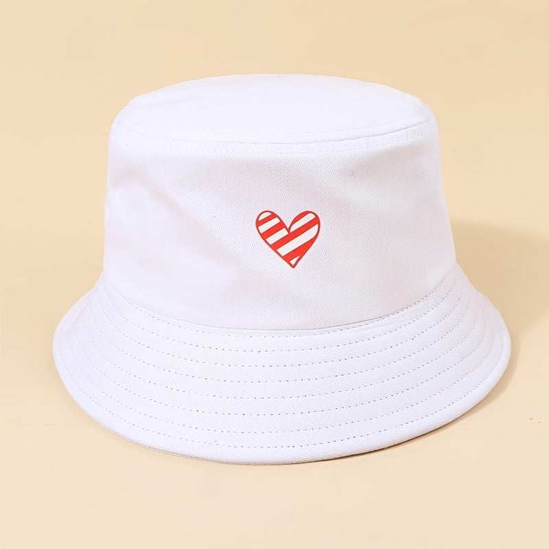 Love Print Bucket Hat Solid Summer Sunscreen Beach Sun Hat