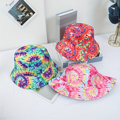 Tie Dye Circles Print Bucket Hat Boho Sunscreen Basin Hat For Women Men