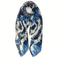 Boho Floral Frayed Edge Scarf Spring Summer Sunscreen Windproof Shawl