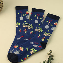 3 Pairs Veggie Print Socks Comfy Mid Tube Women's Stockings