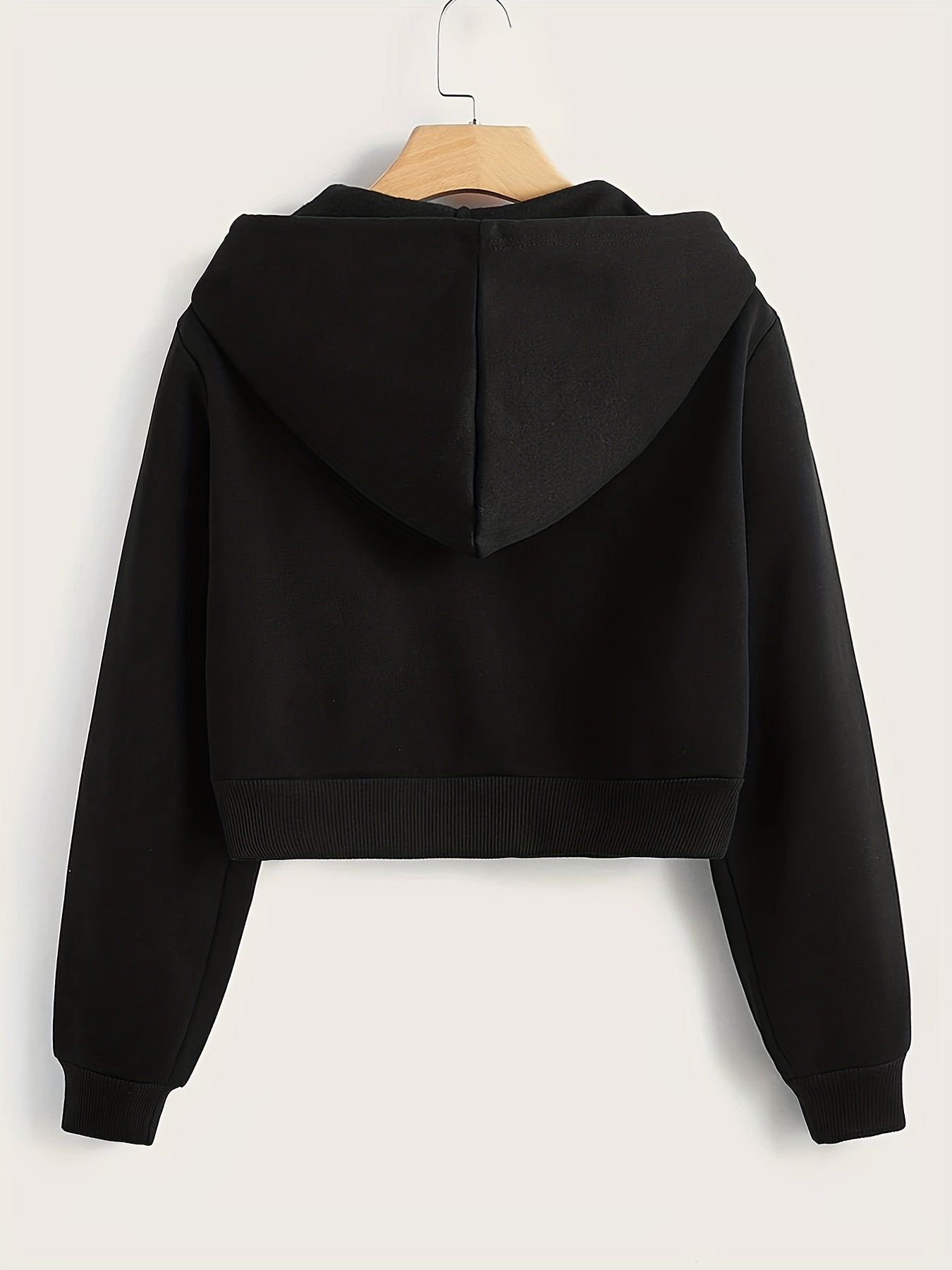 Women's Solid Hooded Sports Sweatshirt Zipper Up Long Sleeve Hoodie