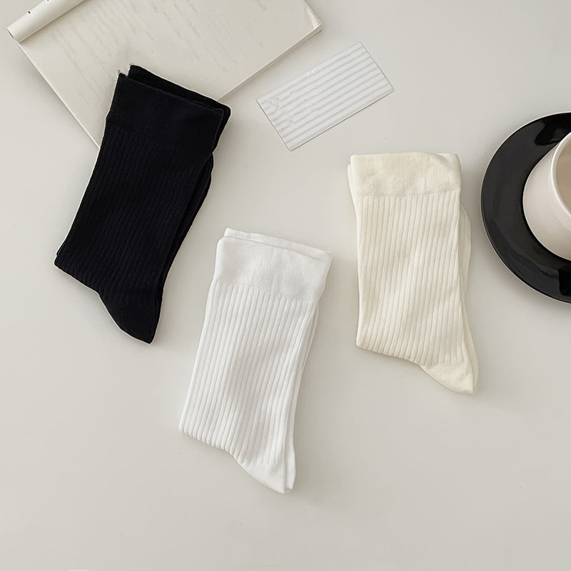 Soft Ribbed Mid Tube Socks Women's Stockings