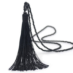 Multicolor Crystal Beaded Necklace Tassel Pendant Long Sweater Chain